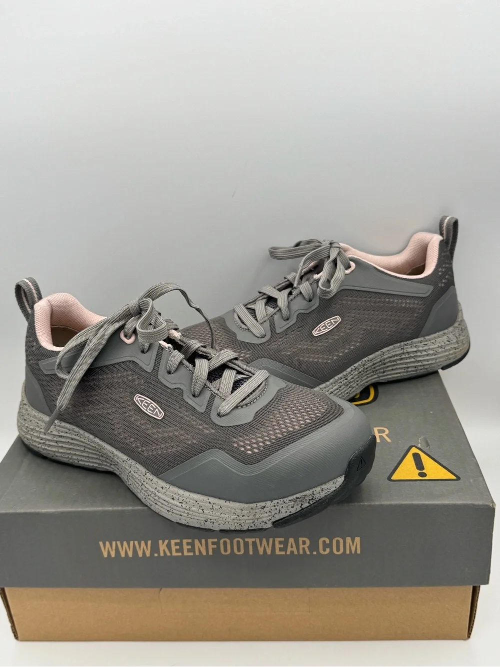 Keen Utility Sparta II Women’s Aluminum Toe Work Shoes- Steel Grey/Peach Whip